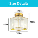 2-Pack bulb light metal ceiling light fixture brushed gold crystal lights