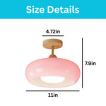 1-Light bulb light glass flush mount ceiling fixture pink ceiling light