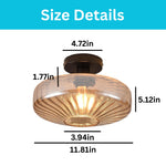 11.8 inch ceiling light glass metal light fixture black amber ceiling lamp