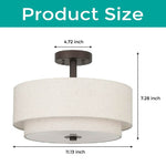 3 Light fixture dark bronze ceiling lighting  fabric ,glass and iron flush mount light