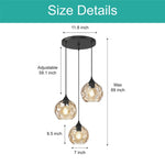 3-Light pendant light black and gold hanging lights glass, metal dining lights