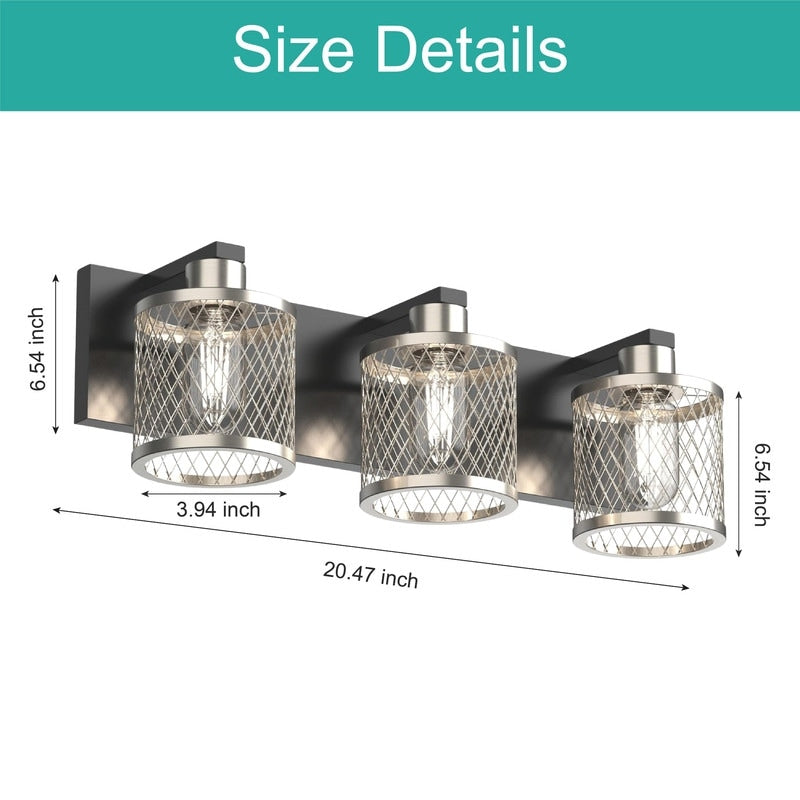 3 Lights brushed nickel black, light fixture bathroom lights metal vanity lights