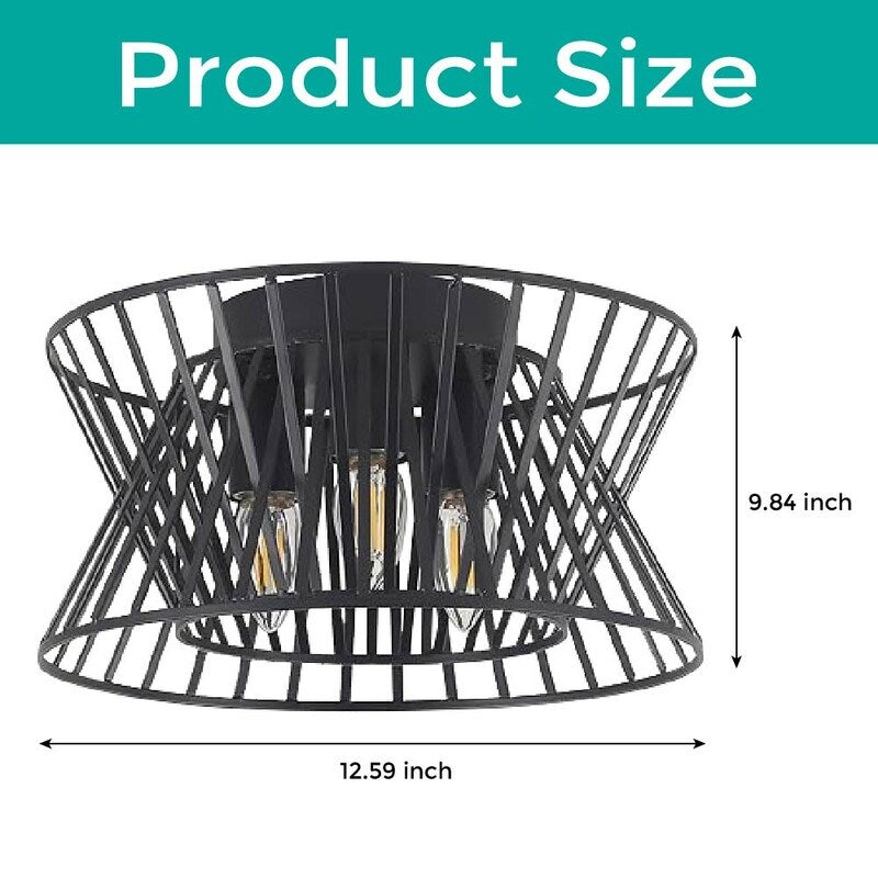 3-Lights kitchen light black flush mount light metal ceiling light