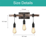 3 Lights vanity lights wood bathroom lights wood, metal wall lights