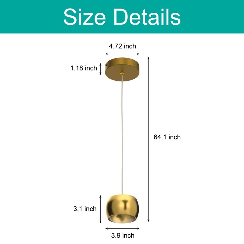 3-Pack light fixtures gold kitchen pendant lamps aluminum LED pendant light