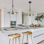 3 light black gold chandelier bell glass hanging light kitchen island pendant lamp