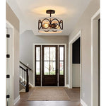 3 light farmhouse ceiling light fixture black drum ceiling lamp industrial flush mount ceiling lighting