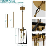 3 light industrial hanging lamp rectangle black pendant light kitchen island hanging lamp