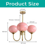 3 light pendant light pink kitchen chandelier glass, metal ceiling light
