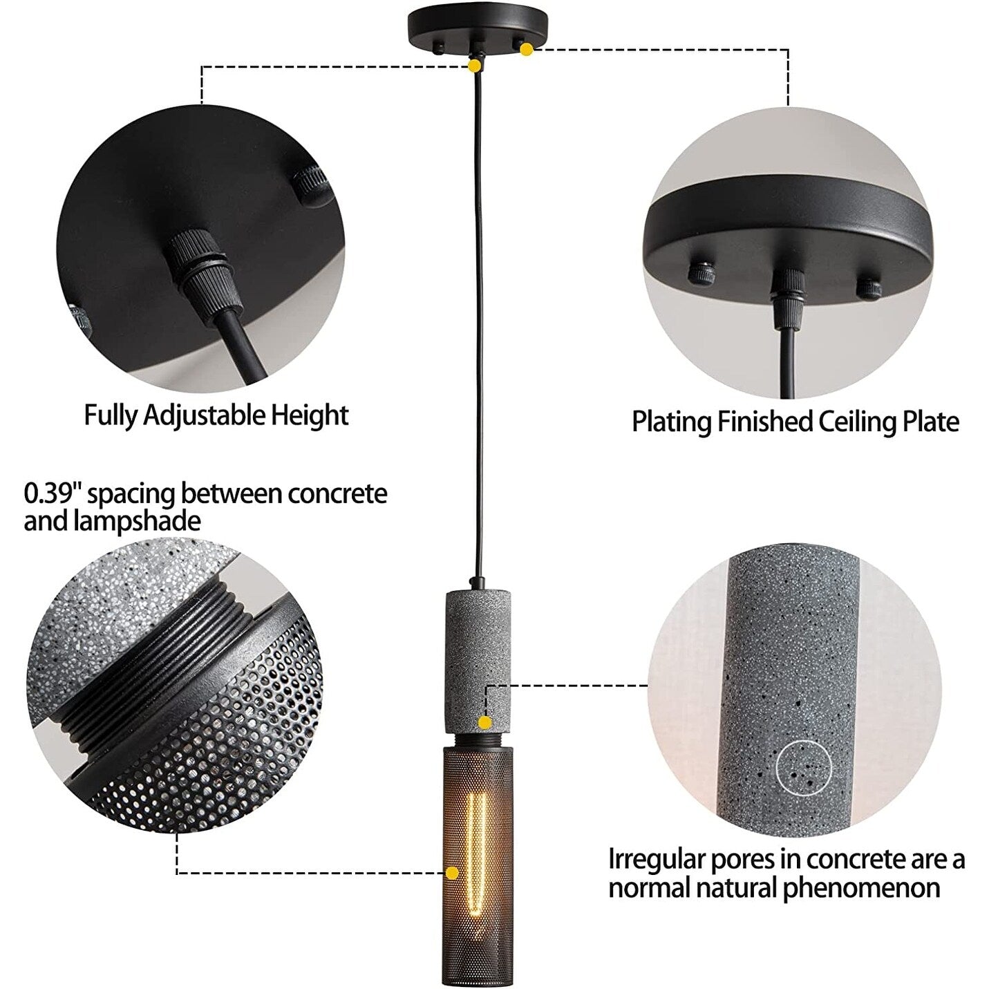 3 pack concrete linear pendant light modern industrial hanging cement pendant lighting