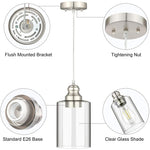 3 pack industrial pendant light fixture with glass shade