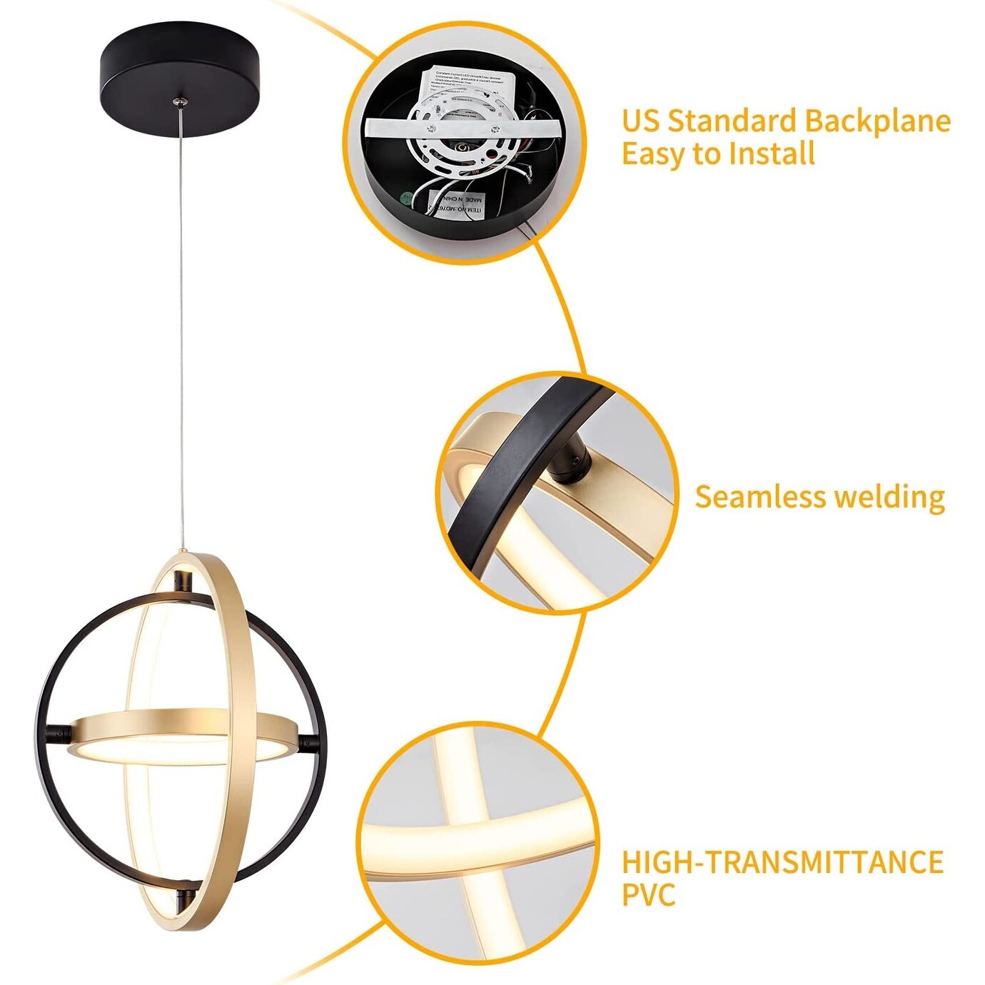 3 ring globe chandelier moder Led DIY hanging light fixture dining and kitchen pendant light