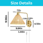 2 Pack plug in wall lamp gold wall sconce metal wall lighting