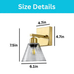 1-Light light bulbs metal glass wall sconce gold lighting fixtures