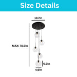 5 Light light fixture black hallway living room lighting iron pendant light