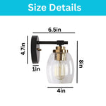 1 Light bulb lights black & gold wall sconces glass, metal bedroom light fixtures