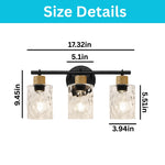 3 Light light fixtures matte black vanity light and mirror glass, metal wall lamp