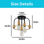 3 Light flush mount ceiling light metal ceiling lamp fixture black gold ceiling lighting