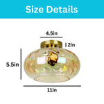 1-Light ceiling light fixture metal glass semi flush mount gold fixture ceiling light