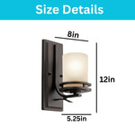 1 Light sconce light old bronze wall light fixture glass, metal lights in wall