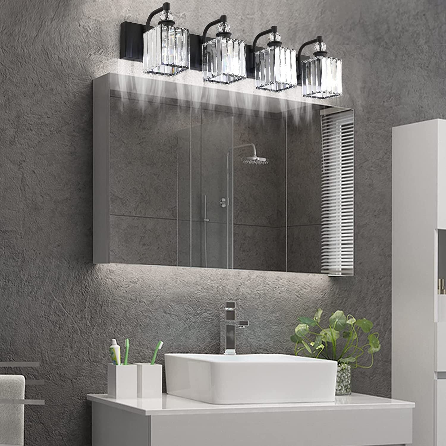 4 light crystal vanity wall light black industrial wall lamp vanity wall light