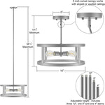 4 light drum chandelier industrial silver hanging light semi flush mount ceiling light fixture