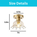 2 Pack small kitchen fixtures glass metal ceiling light gold wall sconces