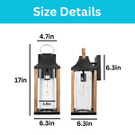 17” indoor light metal lamp exterior rustic wood wall lighting