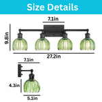 4 Light light bulb black base-green tulip bathroom light glass, metal lighting fixtures