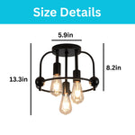 3 Light light fixtures metal semi flush mount black gold ceiling lamp