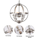 5 light globe chandelier industrial sphere pendant light fixture with nickel finish