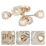 5-lights light fixture shinny gold ceiling light Crystal flush mount light