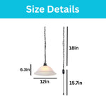 Dimmable plug in lamp glass iron pendant light white black hanging fixture