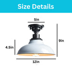 12-Inch semi flush mount metal ceiling light fixture white lamp fixtures