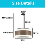 5 Light shade of lights rustic light fixture metal and fabric pendant light