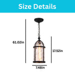 18 Inch porch pendant lighting glass exterior lantern black hanging light