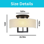 3 light flush light fabric iron shade lamp cream Entryway light