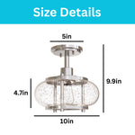 1-Light flush mount ceiling light alloy steel glass semi flush mount silver ceiling mount