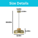 12.6in Adjustable kitchen island metal wood hanging lamp olive green pendant fixture