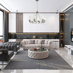 6 light island glass round chandelier with rubbed nickel finish