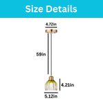 Tulip shape vintage pendant light green gold glass adjustable hanging light metal brass bedroom lamp