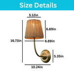 Modern retro light bulb gold wall sconce rattan bathroom light
