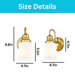 1-Light bathroom wall sconces glass metal vanity light gold wall lamp