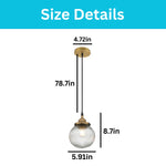 1-Light kitchen hanging pendant glass metal vintage light fixture antique small lamp