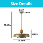 2-Layer pendant lighting wood metal chandelier fixture olive green ceiling lamp