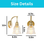 1-Light bathroom wall sconces metal glass sconce light fixture gold wall mount lighting