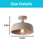 1 Light porch light metal semi flush mount brown ceiling light