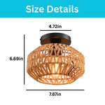 2 pack flush mount light metal rattan bedroom light rattan kitchen lights