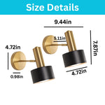 2 Pack wall sconces black and gold wall lamps metal wall light fixture