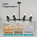 8 light black chandelier farmhouse glass pendant hanging light fixture
